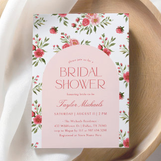 Convite Chá de panela Floral Rosa Vintage