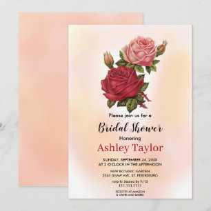 Convite Chá de panela floral rosado brilhante brilhante co