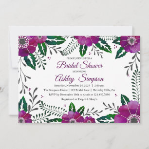 Convite Chá de panela floral roxo