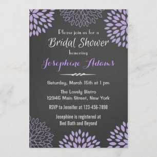 Convite Chá de panela floral roxo do quadro