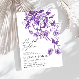 Convite Chá de panela Floral Roxo do Toile Francês Vintage