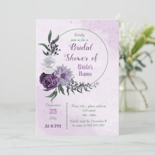 Convite chá de panela floral roxo e branco