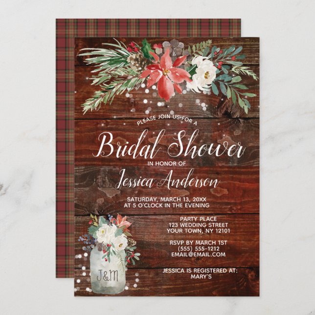 Convite Chá de panela Floral Russo das Luzes de Férias de  (Frente/Verso)