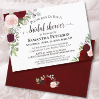Chá de panela Floral Rustic Watercolor Burgundy