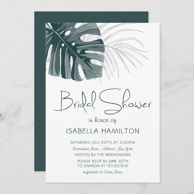 Convite Chá de panela Floral tropical (Frente/Verso)