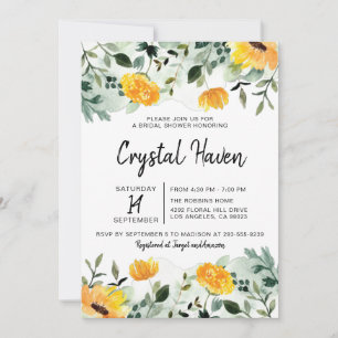 Convite Chá de panela Floral Verde e Amarelo