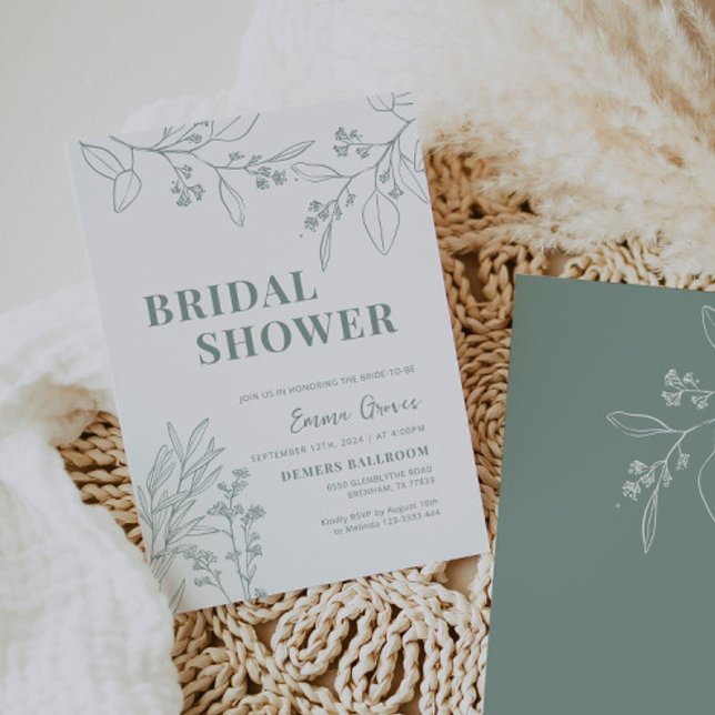 Convite Chá de panela Floral Verde Sage (Criador carregado)