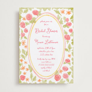 Convite Chá de panela Floral Vermelho Laranja Pintado Mão