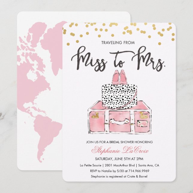 Convite Chá de panela Floral viagem (Frente/Verso)