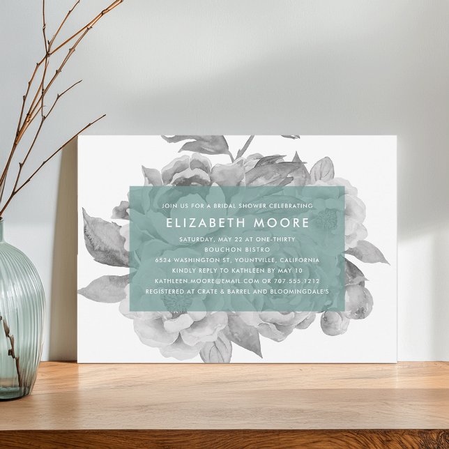 Convite Chá de panela Floral Vintage | Jade (Criador carregado)