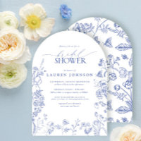 Chá de panela Floral Vitoriano Azul e Branco