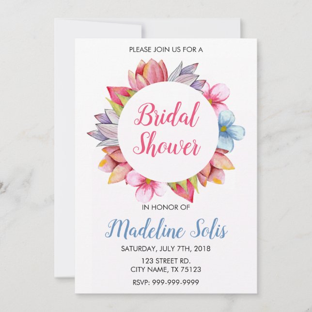 CONVITE CHÁ DE PANELA FLORAL WREATH (Frente)