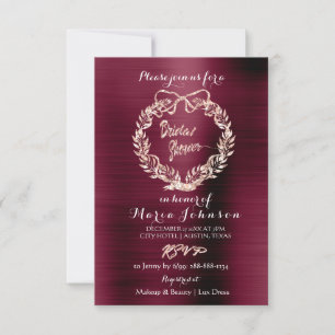 Convite Chá de panela Floral Wreath Burgundy Rosa Rosa Ros