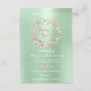 Convite Chá de panela Floral Wreath Mint Rosa Dourada