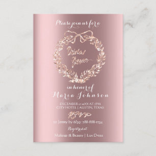 Convite Chá de panela Floral Wreath Rosa Dourado Spark