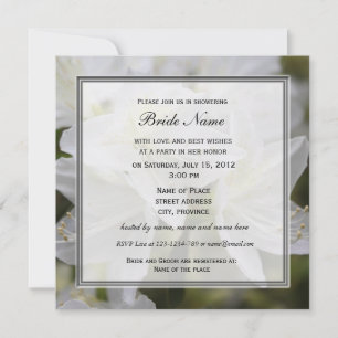 Convite Chá de panela, flores brancas de azálea