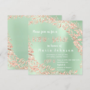 Convite Chá de panela Folheto Cor-de-rosa Rosa Rosa Mint V