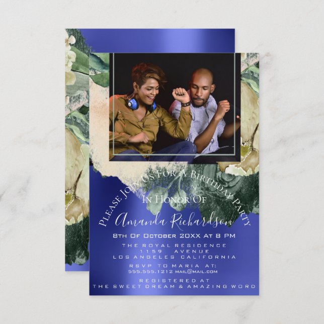 Convite Chá de panela Foto Maroon Festa de aniversário Flo (Frente/Verso)