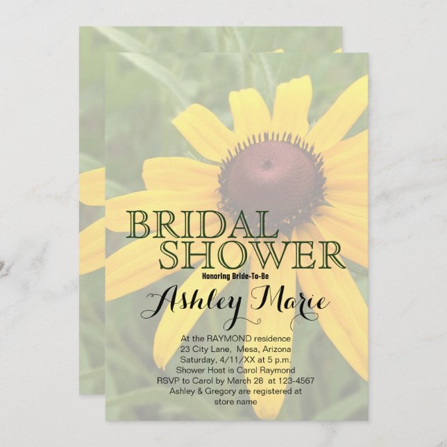 Convite Chá de panela | Fotografia Rudbeckia Solteiro (Frente/Verso)