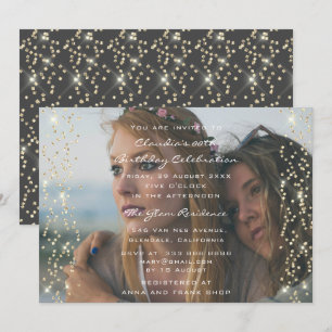 Convite Chá de panela Fotográfico Birthday Coral Confetti