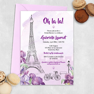 Convite Chá de panela francês Paris Purple Iris