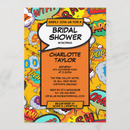 Convite Chá de panela Fun Retro Comic Book