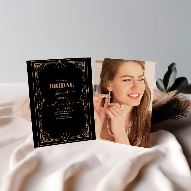 Convite Chá de panela Gatsby Dourado Geométrico (Criador carregado)