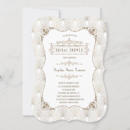 Convite Chá de panela Gatsby Gam Dourado Fleur-de-lis Exce