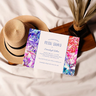 Convite Chá de panela Gemstone do Rainbow Party Color Crys