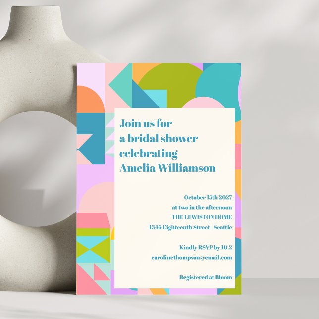 Convite Chá de panela Geométrico Colorido (Criador carregado)