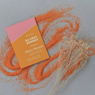 Convite Chá de panela Geométrico Cor-de-Laranja Cor-de-Cor