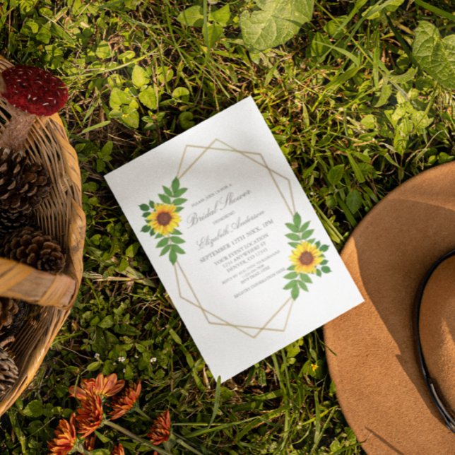 Convite Chá de panela Geométrico de Girassol (Criador carregado)