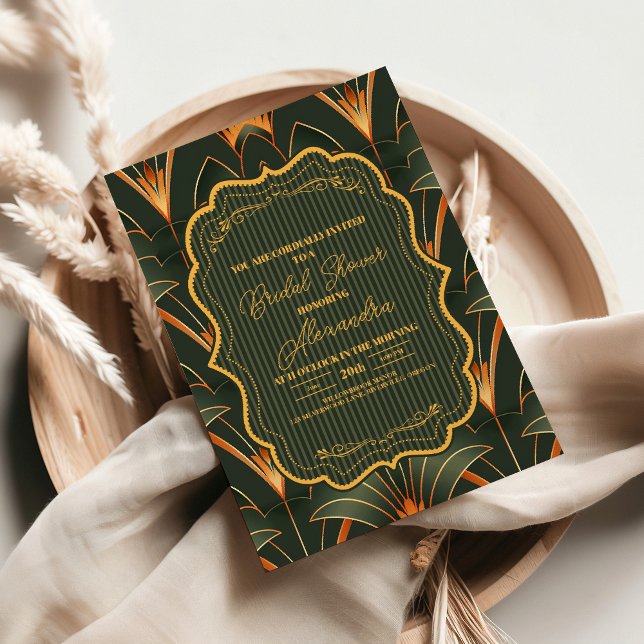 Convite Chá de panela Geométrico Deco Elegante (Criador carregado)