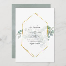 Convite Chá de panela Geométrico Eucalyptus Silver Sage