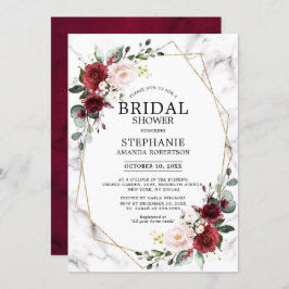 Convite Chá de panela Geométrico Floral de Burgundy