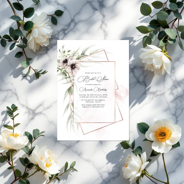 Convite Chá de panela Geométrico Rustic Elegance Bronze (Rustic Elegance Bronze Geometric Bridal Shower Invitation)