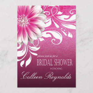 Convite Chá de panela Gerbera Daisy Scroll