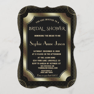 Convite Chá de panela Glam Dourado Gatsby Art Deco 20s