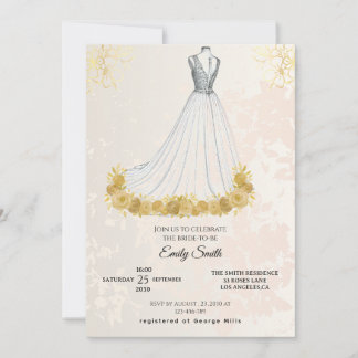 Convite Chá de panela Glam Elegante de Luxo ouro