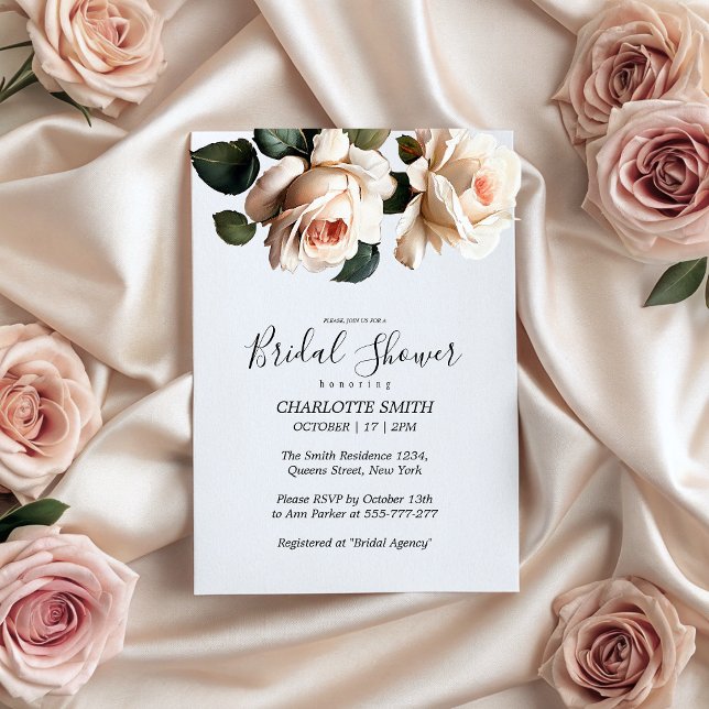Convite Chá de panela Gordo de Rosa de chá (Gorgeous Tea Rose Bridal Shower Invitation)