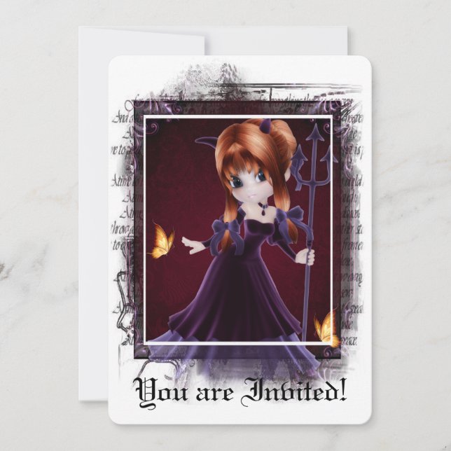 Convite Chá de panela Gótico Pequeno Diabo 5 (Frente)