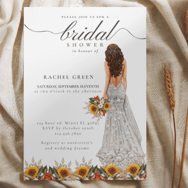 Convite Chá de panela Gown Boho de Casamento Pampas Grass (Pampas Grass Wedding Gown Boho Bridal Shower Invitation by Creative Design)