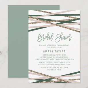 Convite Chá de panela Green and Blush Streamers
