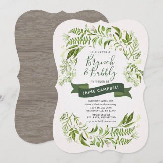 Convite Chá de panela Greenery Brunch e Bubble
