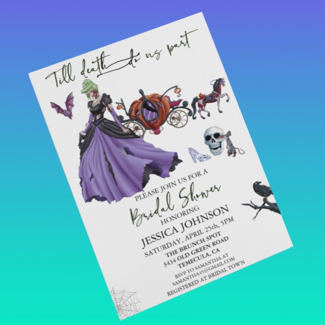 Convite Chá de panela Halloween Zombie Bride Princess Em (Criador carregado)