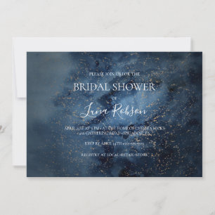 Convite Chá de panela Horizontal Dourado Céu Noturno Cel