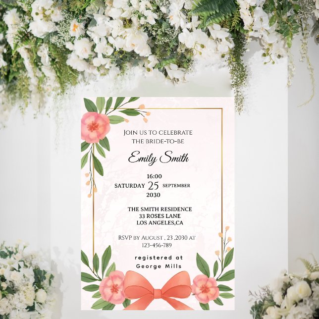 Convite Chá de panela Inverso Cor de Água Rosa Elegante (Criador carregado)