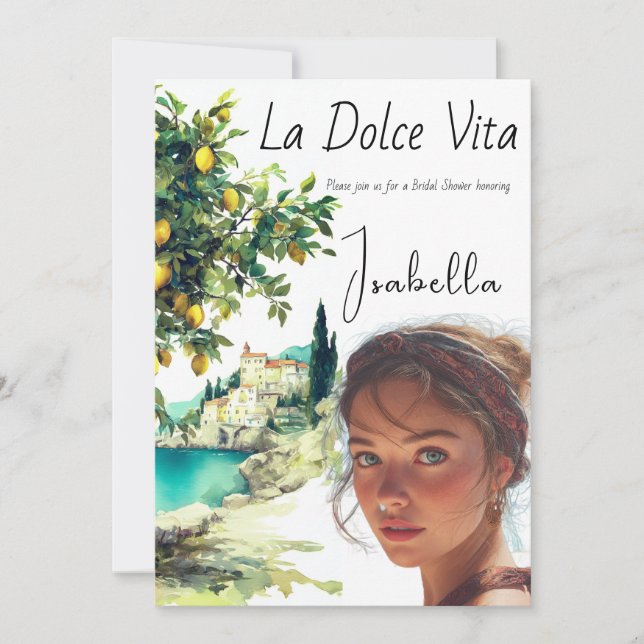 Convite Chá de panela italiano La Dolce Vita (Frente)