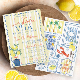 Convite Chá de panela italiano Lemon Blue La Dolce Vita