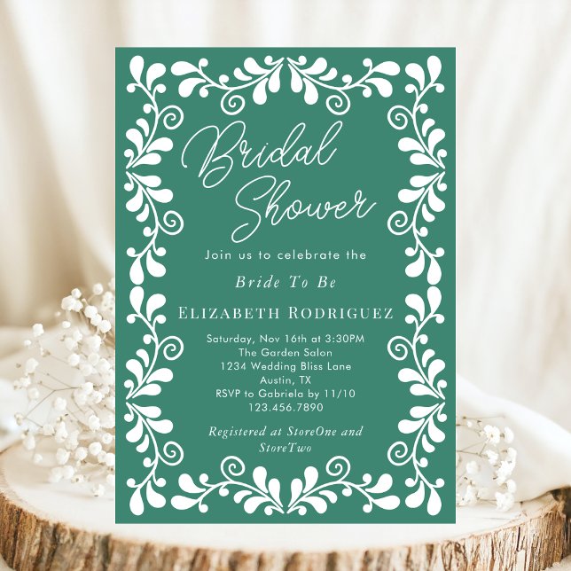 Convite Chá de panela Jade Green Mexicano Fiesta Talavera (Criador carregado)